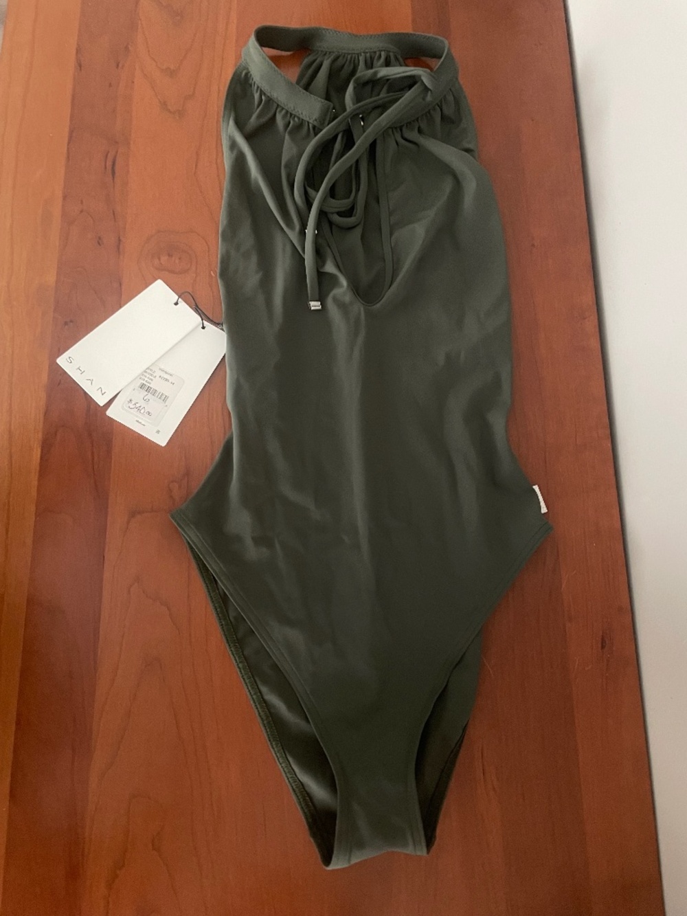 SHAN Halter Plunge One-Piece Swimsuit